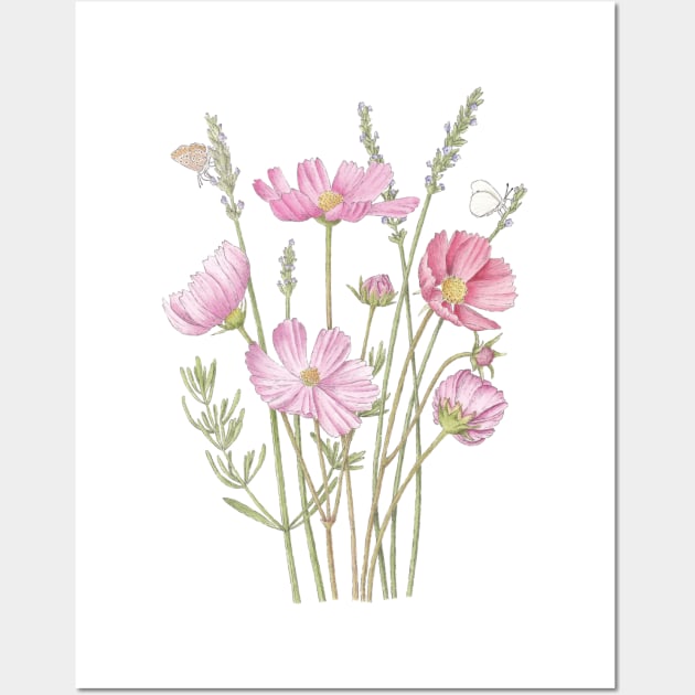 Cosmos and Lavender Wall Art by Katia Galante Art